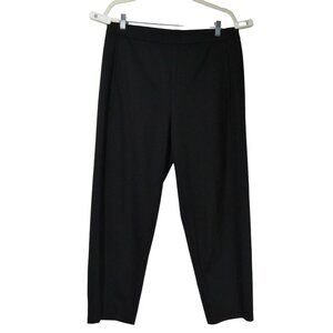 EILEEN FISHER Black Knit WIDE LEG Pull on Stretch Career Minimalist Pants L